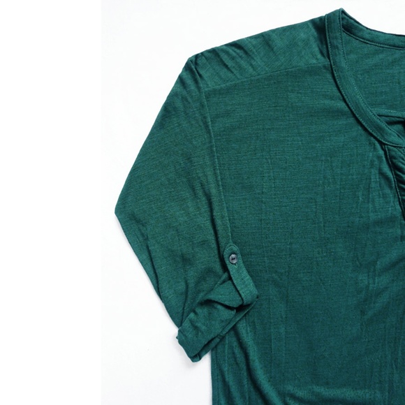 NWT Emerald Tie Front Convertible Sleeve Top/Shirt - Picture 2 of 7